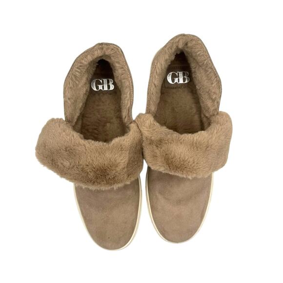 GB Gianni Bini Taupe Gray Suede Soft Faux Fur Fold Down Ankle Boots Sneakers - Picture 6 of 11